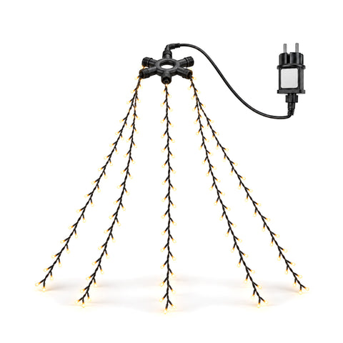 Lumières pour sapin de Noël en cascade, 175 LED blanc chaud, 5 fils