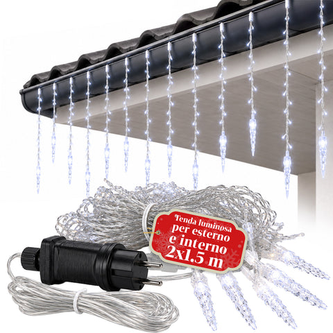 Rideau lumineux de Noël en glaçons, 176 LED blanc froid, 225x140 cm