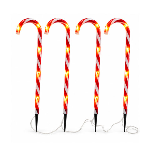 Cannes à sucre lumineuses solaires de 70 cm, lot de 4 avec 40 LED