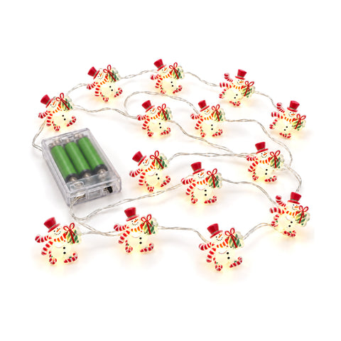 Guirlande lumineuse à piles avec personnages de Noël, 20 mini-LED