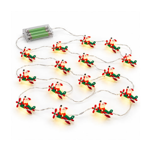 Guirlande lumineuse à piles avec personnages de Noël, 20 mini-LED