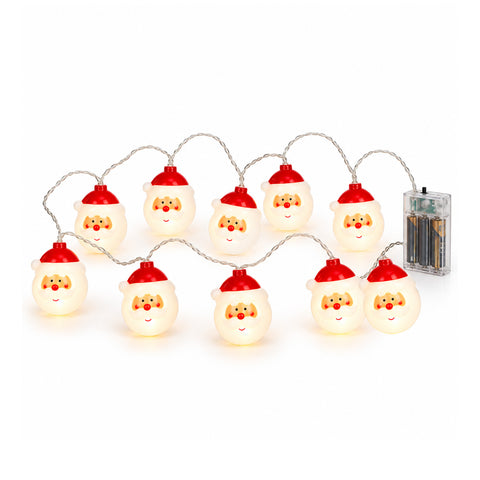 Guirlande lumineuse du père Noël à piles, 10 LED blanc chaud