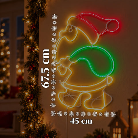 Père Noël lumineux en néon LED avec effet de mouvement, 45x67,5 cm