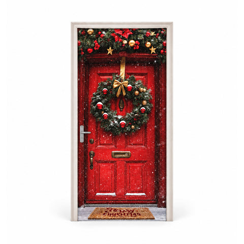 Housse de porte de Noël décorée, tissu pour porte 90x220 cm, 8 motifs, décoration de Noël avec impression numérique