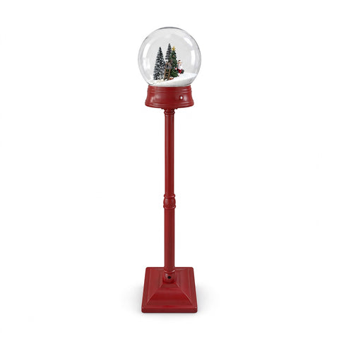 Lampadaire de Noël avec neige soufflée, musique et lumières LED – 3 variantes : boule blanche ou rouge de 150 cm et boîte aux lettres de 160 cm