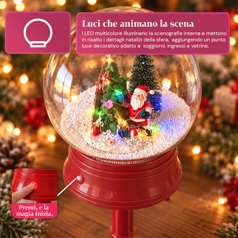 Lampadaire de Noël avec neige soufflée, musique et lumières LED – 4 variantes
