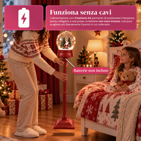 Lampadaire de Noël avec neige soufflée, musique et lumières LED – 4 variantes