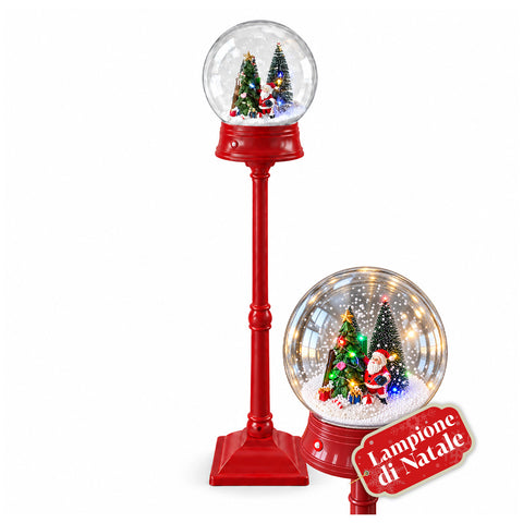 Lampadaire de Noël avec neige soufflée, musique et lumières LED – 4 variantes