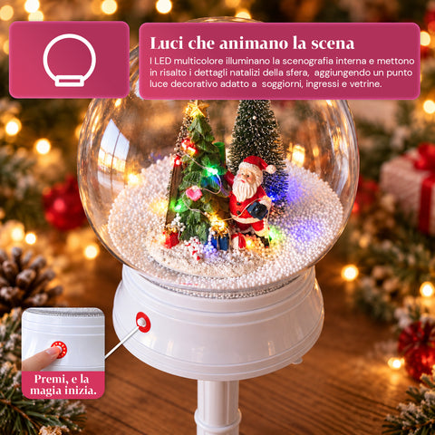 Lampadaire de Noël avec neige soufflée, musique et lumières LED – 4 variantes