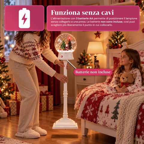 Lampadaire de Noël avec neige soufflée, musique et lumières LED – 4 variantes