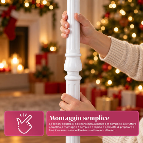 Lampadaire de Noël avec neige soufflée, musique et lumières LED – 4 variantes