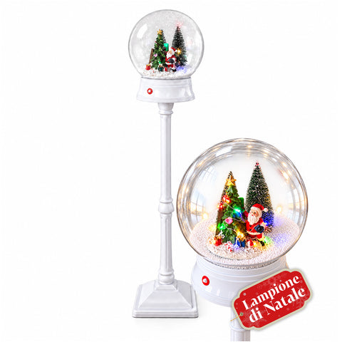 Lampadaire de Noël avec neige soufflée, musique et lumières LED – 4 variantes