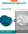 Servizio Piatti 18 Pezzi In Porcellana Twist Ottanio