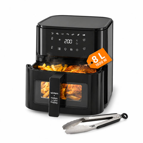 Friteuse à Air 8l avec Écran Tactile Led, 8 Programmes et Livre de Recettes Inclus