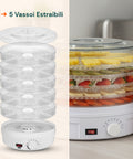 Mini Essiccatore Elettrico per Cibo – 5 Scomparti e Coperchio Trasparente