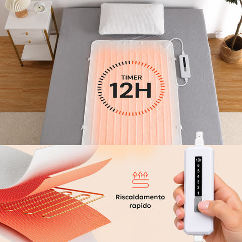 Couverture chauffante électrique pour matelas avec chauffage rapide et 6 températures