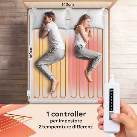 Couverture chauffante électrique pour matelas avec chauffage rapide et 6 températures