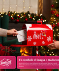 Cassetta Postale di Natale Rossa e Bianca H50 cm in Stile Americano