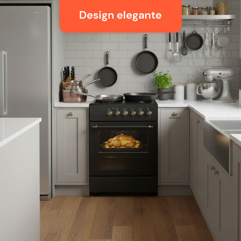 Cuisinière 60cm 4 Feux avec Four Électrique 1900W – Classique et Puissante