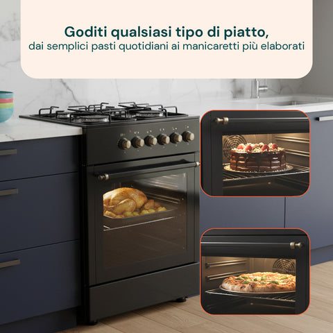 Cuisinière 60cm 4 Feux avec Four Électrique 1900W – Classique et Puissante