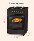 Cucina 60cm con 4 Fuochi e Forno Elettrico 1900W – Classica e Potente