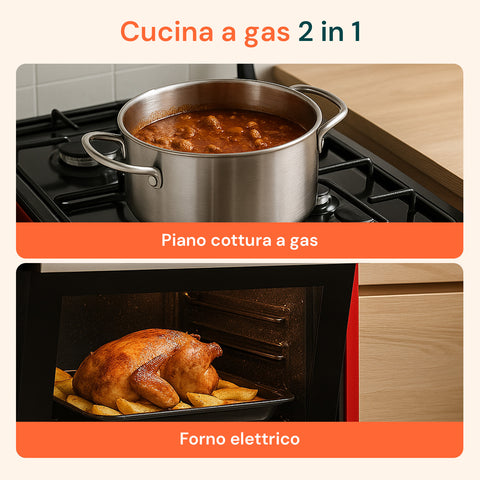 Cucina 60cm con 4 Fuochi e Forno Elettrico 1900W – Classica e Potente