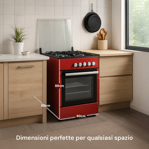 Cucina 60cm con 4 Fuochi e Forno Elettrico 1900W – Classica e Potente