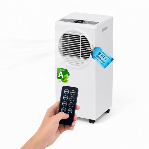 Climatiseur portable 9000 BTU 3 en 1 en ABS avec télécommande (Classe A R290), 950W + Minuteur