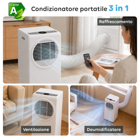 Condizionatore portatile 9000 BTU in ABS con display LED touch