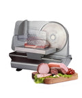 Affettatrice elettrica 150W con lama inox da 19cm per salumi e formaggi, design compatto con base stabile antiscivolo