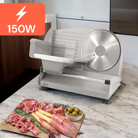 Affettatrice elettrica 150W per cucina domestica con salumi e carne, design compatto ideale per uso quotidiano