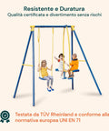 Altalena Bimbo 3 In Acciaio Verniciato Blu Con Seggiolino E Cavalluccio