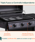 Barbecue A Gas A 3 Fuochi Thomas In Acciaio Nero Con Ruote