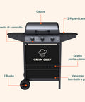 Barbecue A Gas A 3 Fuochi Thomas In Acciaio Nero Con Ruote