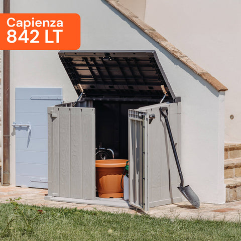 Shed Portattrezzi da Esterno in Plastica Riciclata Resistente UV