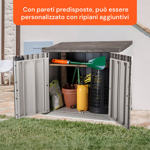 Shed Portattrezzi da Esterno in Plastica Riciclata Resistente UV