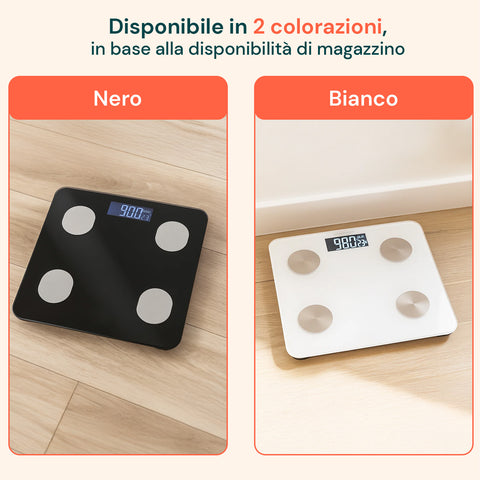 Bilancia con design elegante e moderno per ogni ambiente bagno, struttura in vetro temperato che unisce funzionalità e stile contemporaneo