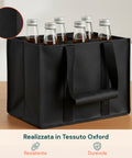 Set 3 Borse Porta Bottiglie 6 Scomparti – Tessuto Oxford Impermeabile