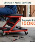 Carrello Sotto Auto 2 in 1 con Schienale Imbottito e Portata 150 kg