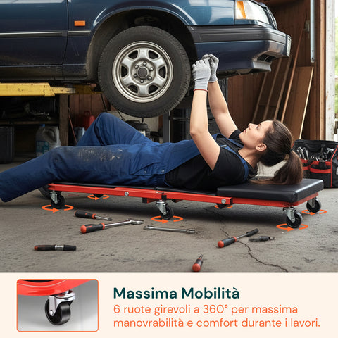 Carrello Sotto Auto 2 in 1 con Schienale Imbottito e Portata 150 kg
