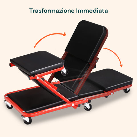 Carrello Sotto Auto 2 in 1 con Schienale Imbottito e Portata 150 kg
