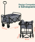 Carrello da Giardino Pieghevole in Acciaio con Freno e Manico Portata 80 kg