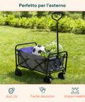 Carrello da Giardino Pieghevole in Acciaio con Freno e Manico Portata 80 kg