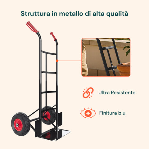 Carrello con struttura in metallo di alta qualità ultra resistente, finitura blu con verniciatura a polvere anti-corrosione