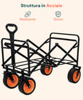 Carrello da Giardino Pieghevole in Acciaio con Freno e Manico Portata 160kg