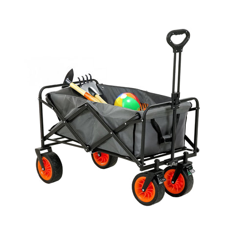 Chariot de jardin pliable en acier avec frein et poignée, charge maximale 160 kg
