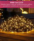 Luci Natale 1000 LED Bianco Caldo – Catena da 100 Metri per Esterni e Interni