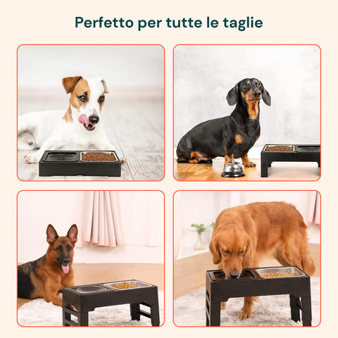 Ciotole Regolabili Perfette per Tutti i Cani - da 8,7 a 28,8 cm di Altezza