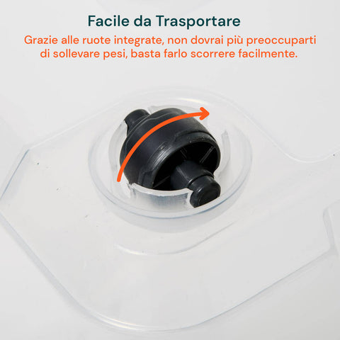 Contenitore In Plastica Trasparente Con Coperchio E Ruote 85l
