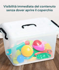 Contenitore In Plastica Trasparente Con Coperchio E Ruote 85l